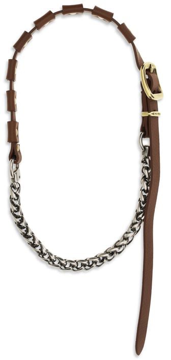 Miu Miu Miu Miu Brown Calf Leather Bos Taurus Necklace