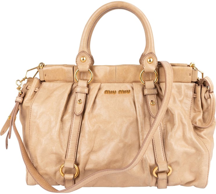 Miu Miu Miu Miu Vitello Lux Leather Satchel Handbag