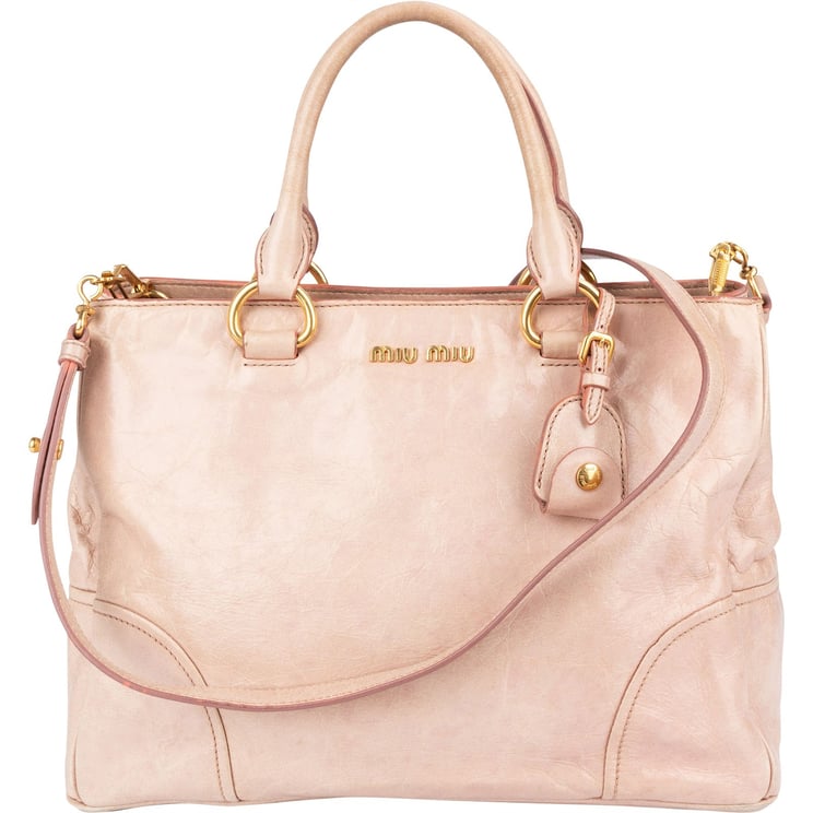 Miu Miu Miu Miu Vitello Lux Leather Tote Handbag