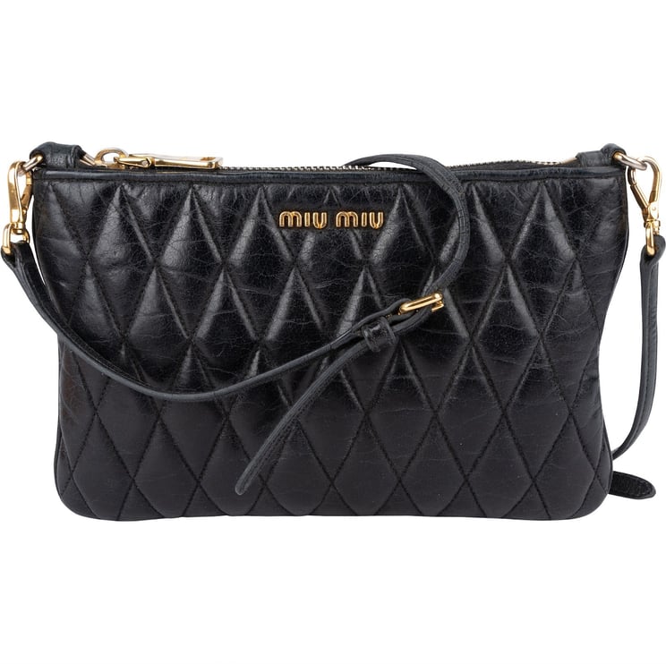 Miu Miu Miu Miu Quilted Leather Vitello Shine Pochette Crossbody Bag