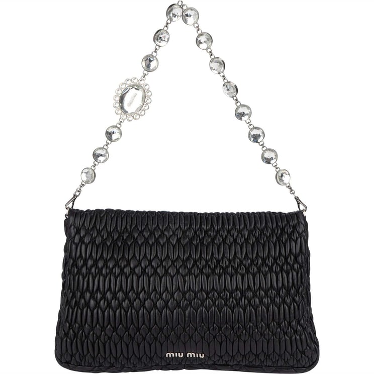 Miu Miu Miu Miu Matelassé Nappa Leather Crystal Shoulder Bag