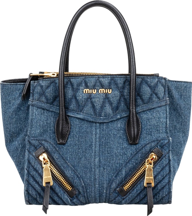 Miu Miu Miu Miu Denim Biker Tote Handbag
