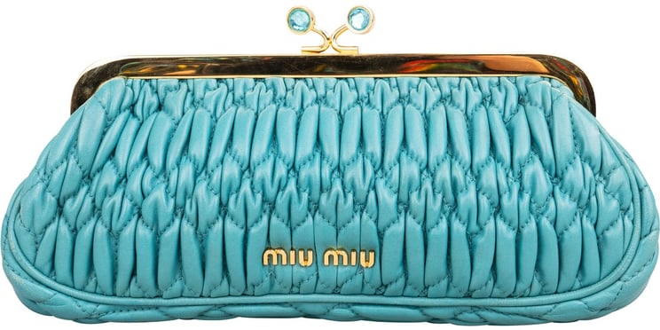 Miu Miu Miu Miu Nappa Cloqué Crystal Frame Clutch Bag