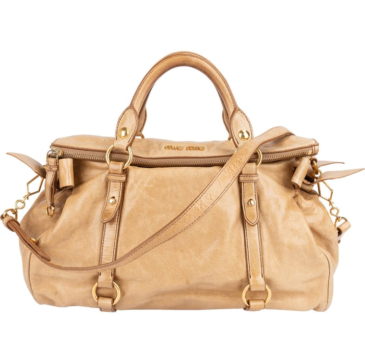 Miu Miu Miu Miu Vitello Lux Bow Satchel Handbag