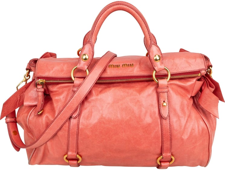 Miu Miu Miu Miu Pink Vitello Lux Bow Handbag