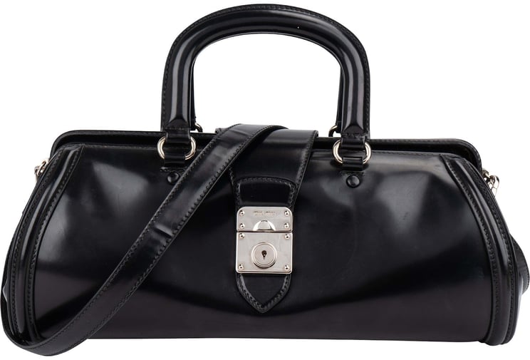 Miu Miu Miu Miu Spazzolato Leather Doctor Style Buckle Handbag