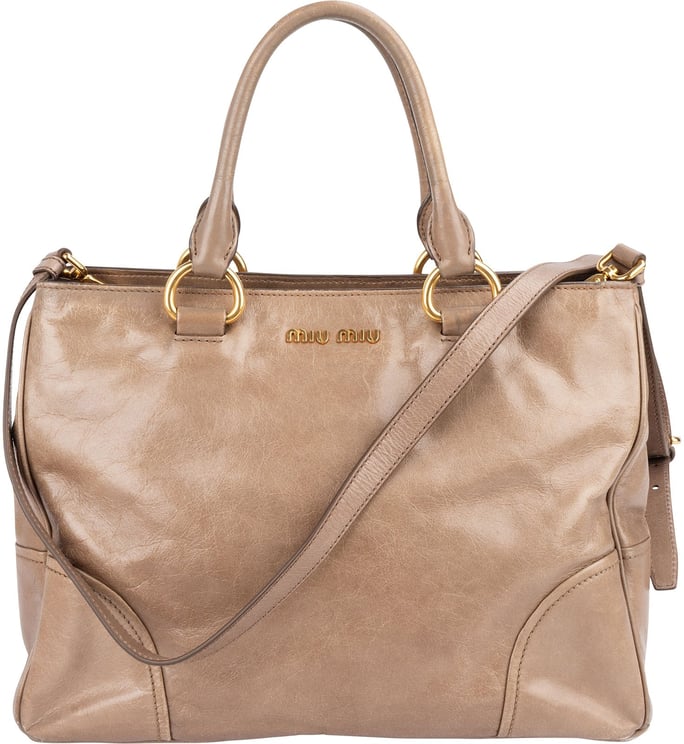 Miu Miu Miu Miu Vitello Lux Leather Tote Handbag
