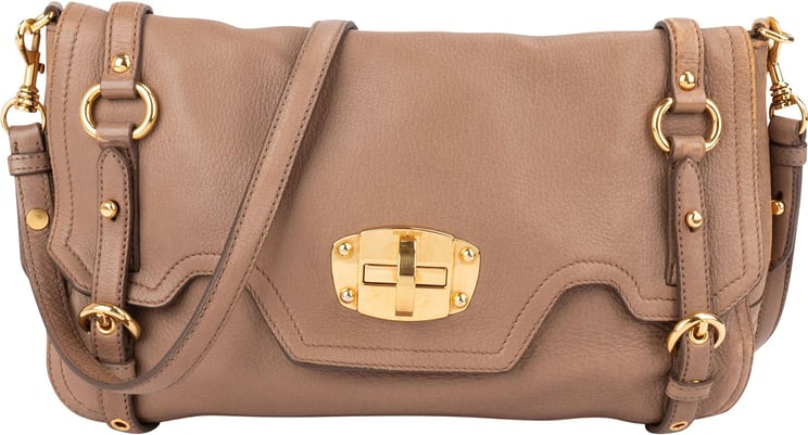 Miu Miu Miu Miu Leather Cervo Flap Turnlock Crossbody Shoulder Bag