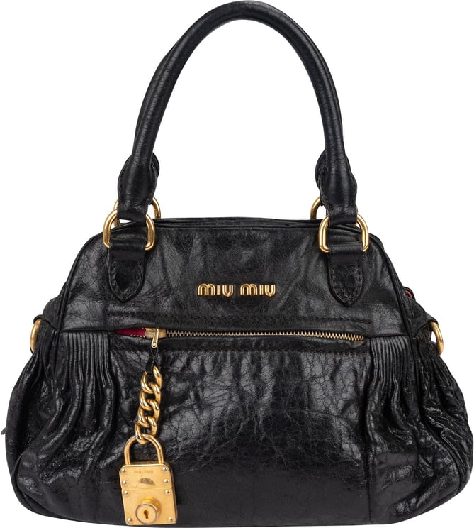 Miu Miu Miu Miu Vitello Lux Small Padlock Handbag