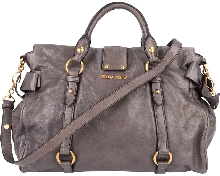 Miu Miu Miu Miu Vitello Lux Bow City Satchel Handbag