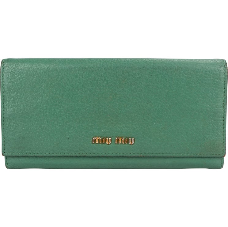 Miu Miu Miu Miu Green Leather Continental Wallet
