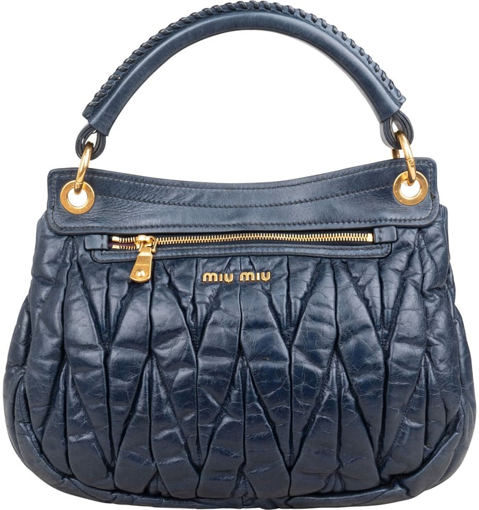 Miu Miu Miu Miu Matelassé Vitello Leather City Handbag