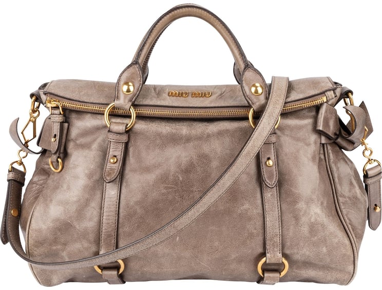 Miu Miu Miu Miu Vitello Lux Leather Bow Handbag