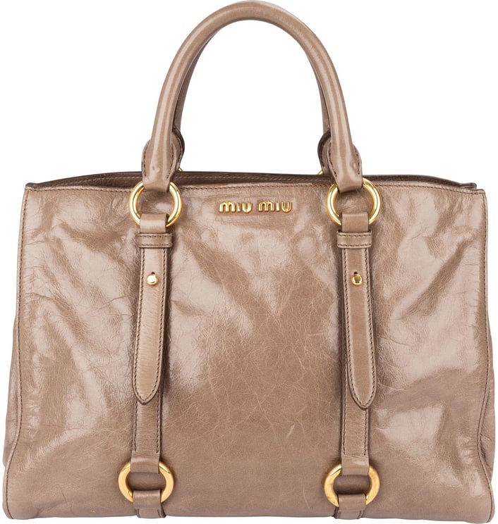 Miu Miu Miu Miu Vitello Lux Leather Tote Handbag
