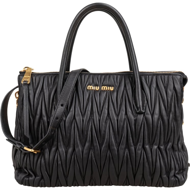 Miu Miu Miu Miu Black Matelassé Nappa Leather Handbag