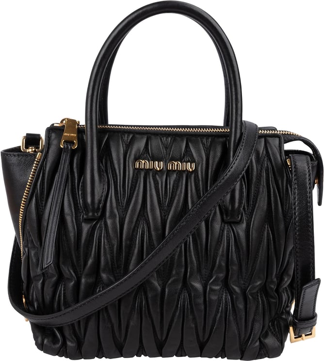 Miu Miu Miu Miu Black Matelassé Nappa Leather Handbag