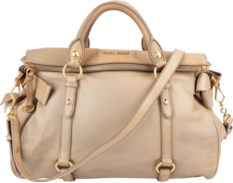 Miu Miu Miu Miu Vitello Lux Leather Bow Handbag
