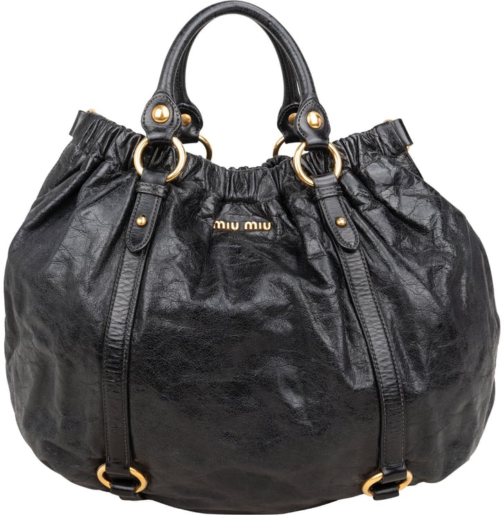 Miu Miu Miu Miu Vitello Lux Gathered Hobo Tote Handbag