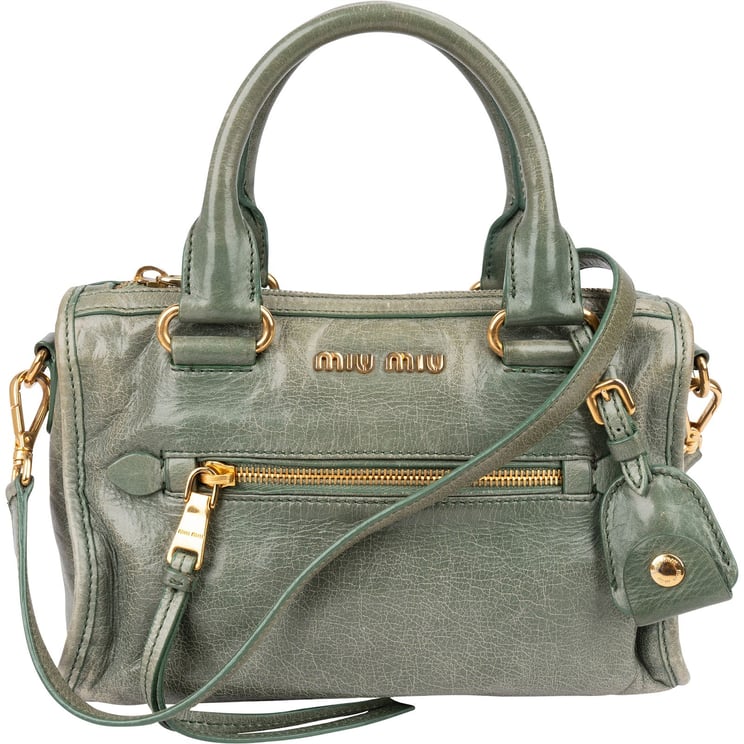 Miu Miu Miu Miu Vitello Shine Leather Mini Bauletto Handbag