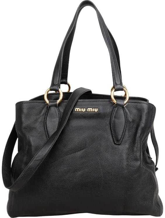 Miu Miu Miu Miu Vitello Daino Leather Two-Way Shopping Tote Shoulder Bag