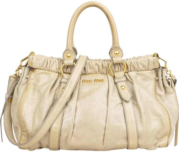 Miu Miu Miu Miu Vitello Lux Leather Satchel Handbag
