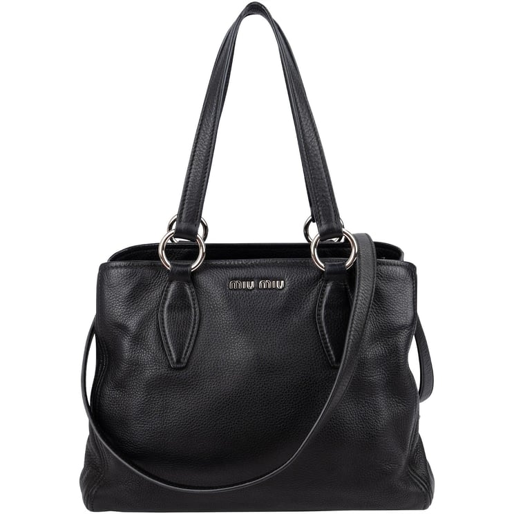 Miu Miu Miu Miu Grained Leather Vitello Daino Tote Shoulder Bag