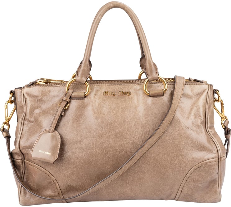 Miu Miu Miu Miu Vitello Lux Leather Bowler Handbag