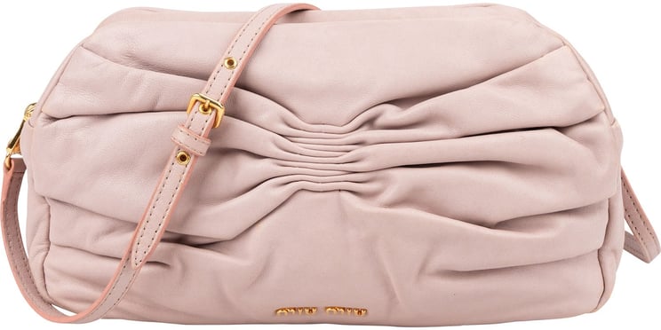 Miu Miu Miu Miu Pink Nappa Leather Gathered Crossbody Bag