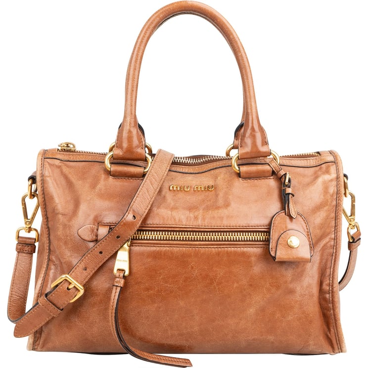 Miu Miu Miu Miu Vitello Lux Shine Leather Bauletto Handbag