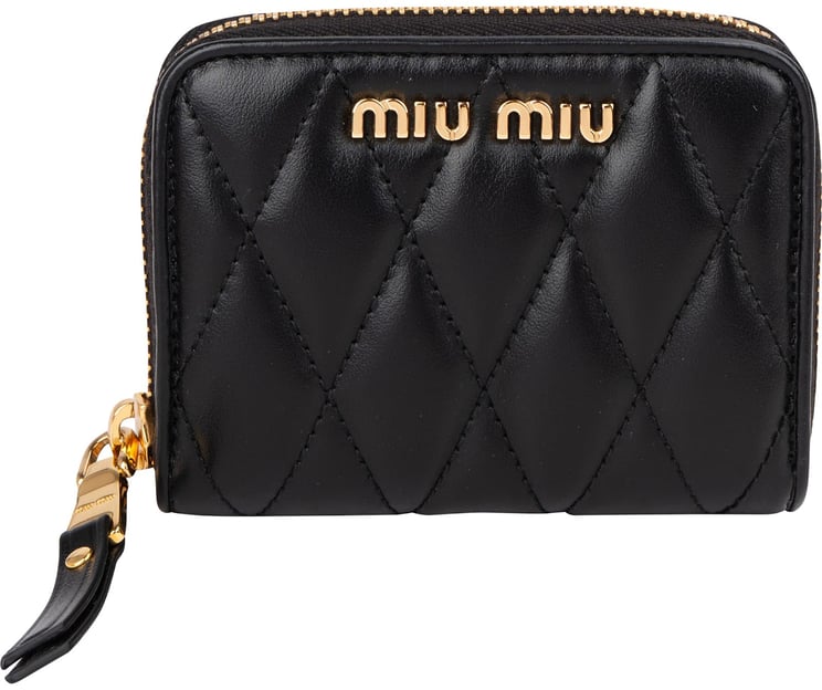 Miu Miu Miu Miu Matelassé Leather Biker Zip Around Coin Wallet