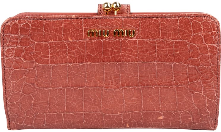 Miu Miu Miu Miu Cocco Craquelé Leather Kisslock Wallet