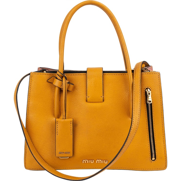 Miu Miu Miu Miu Bicolor Madras Leather Top Handle Handbag