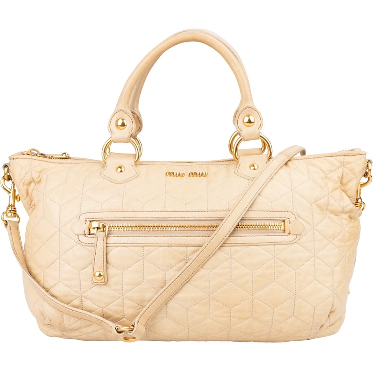 Miu Miu Miu Miu Quilted Leather Bowler Handbag
