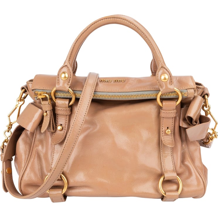Miu Miu Miu Miu Vitello Lux Leather Bow Handbag