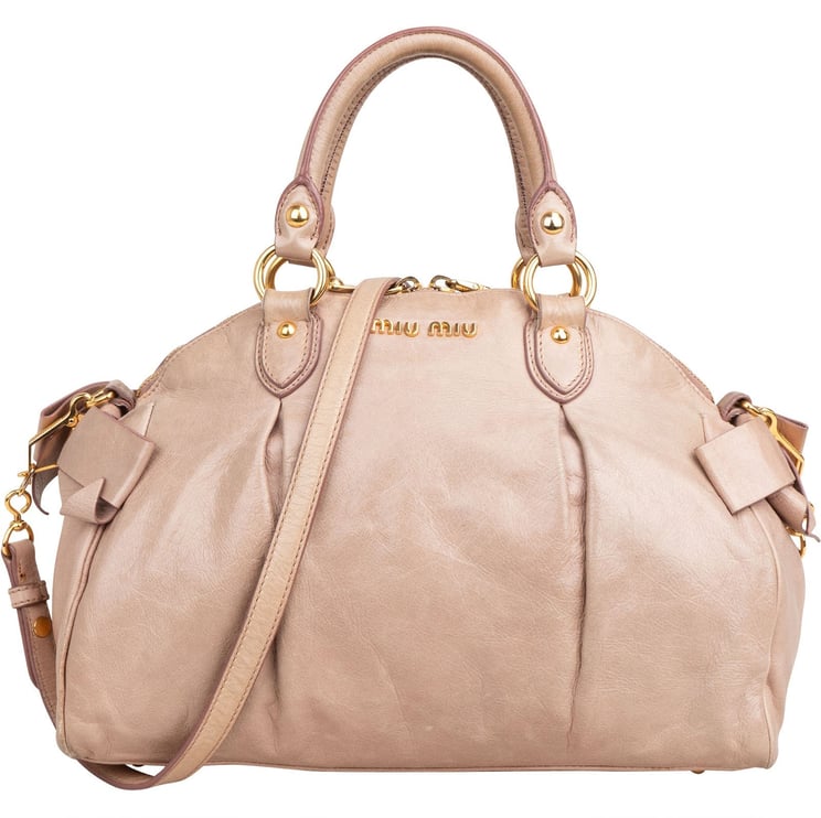 Miu Miu Miu Miu Vitello Lux Leather Bow Handbag