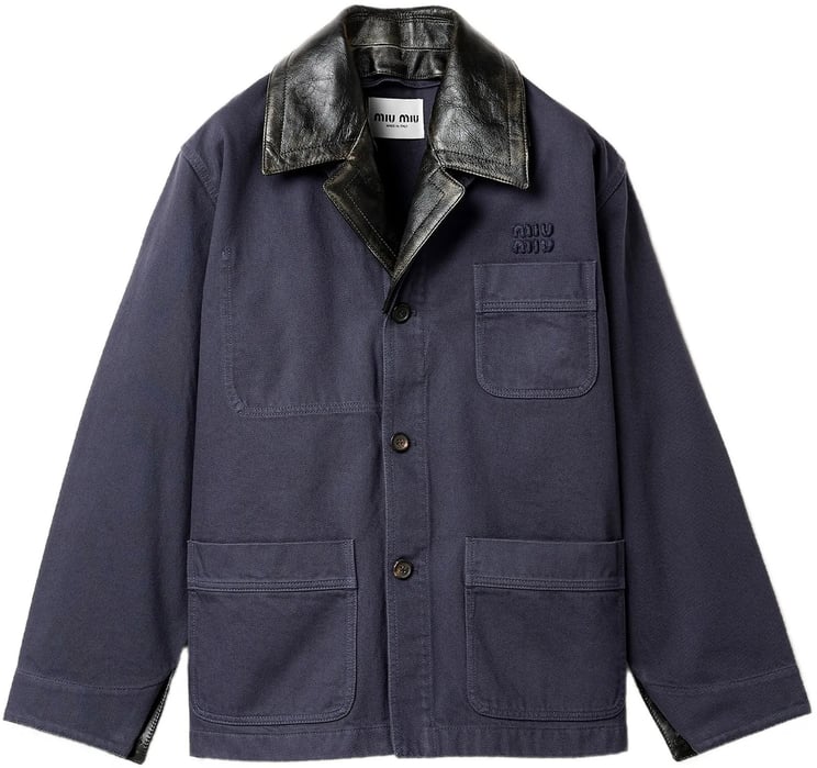 Miu Miu Blue Boxy Multitude Pockets Jacket