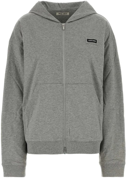 Miu Miu Zip-Up Hoodie with Relaxed Fit and Signature Patch
