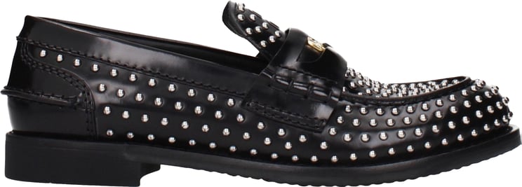 Miu Miu Miu Miu Black Leather Slip-On Loafers