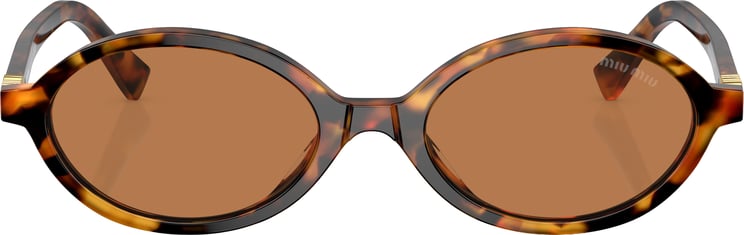 Miu Miu Tortoiseshell Acetate Oval Sunglasses with Gold Accents