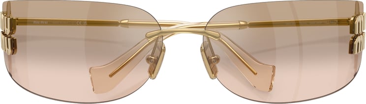 Miu Miu Rimless Sunglasses With Gradient Brown Lenses And Gold Logo
