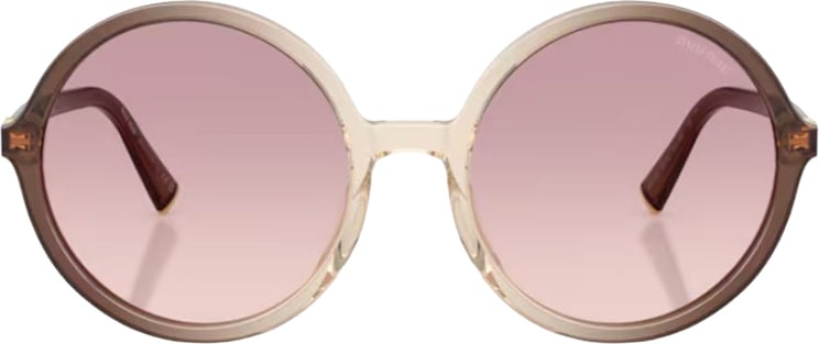 Miu Miu 0Mu B02S Miu Regard Oversized Round Gradient Brown Acetate Sunglasses