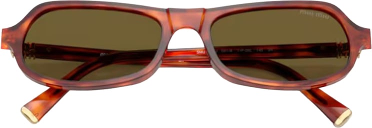 Miu Miu Sculpted Cognac Havana Sunglasses with Retro Flair