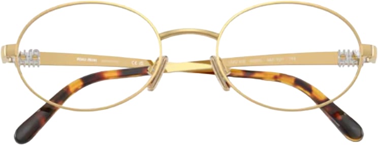 Miu Miu 0mu 50zv Polished Gold Oval Eyeglasses