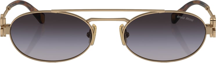 Miu Miu 0mu 54zs Oval-Shaped Gold Metal Frame Sunglasses