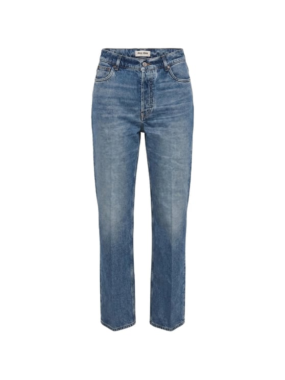 Miu Miu Faded Blue Mid-Rise Straight-Leg Jeans