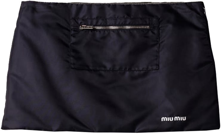 Miu Miu Black Sleek Short Skirt Logo Detail
