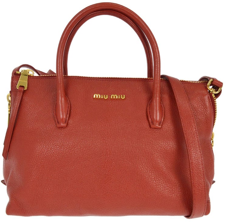 Miu Miu Miu Miu Madras Convertible Side Zip Satchel Leather Medium