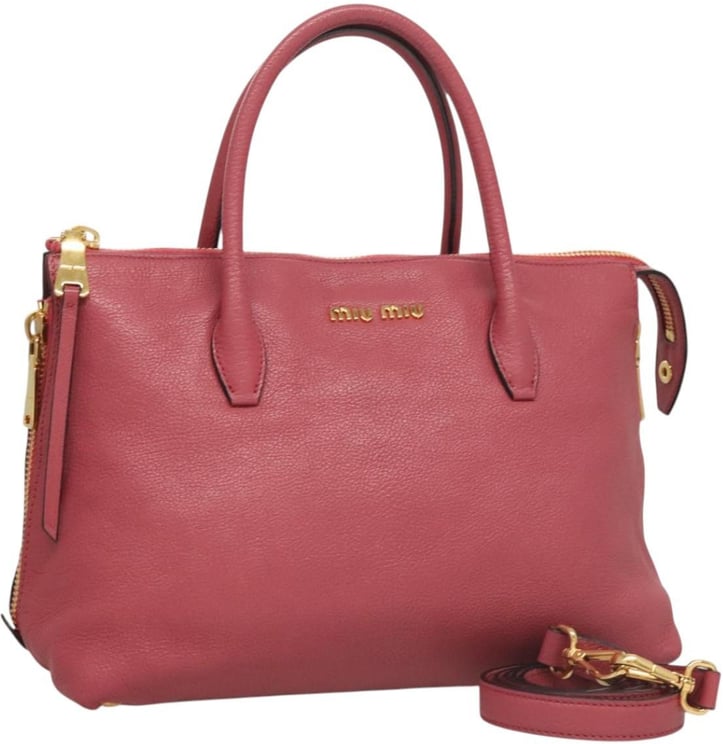 Miu Miu Miu Miu Convertible Madras Side Zip Satchel Grainy Leather Small