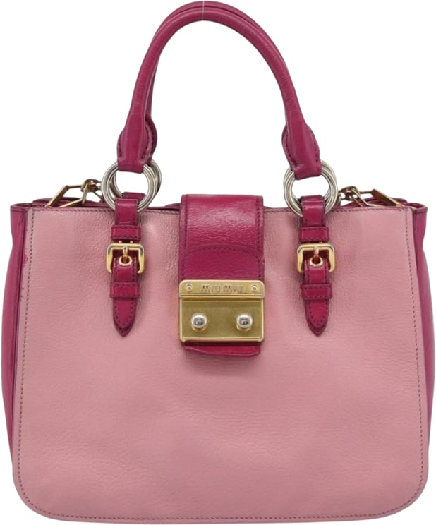 Miu Miu Miu Miu Madras Convertible Lock Tote Leather Medium