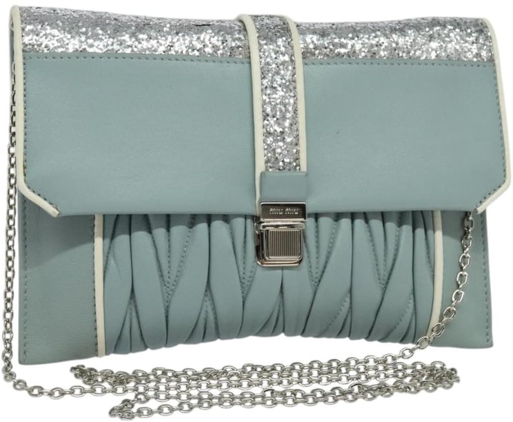 Miu Miu Miu Miu Madras Chain Clutch Matelasse Leather with Glitter